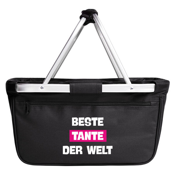 Einkaufskorb faltbar Beste Tante der Welt 20 Liter Black