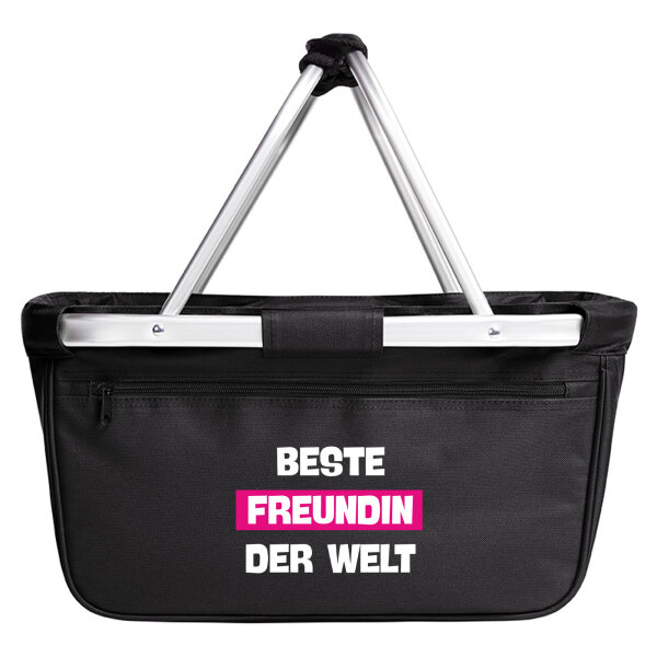 Einkaufskorb faltbar Beste Freundin der Welt 20 Liter Black