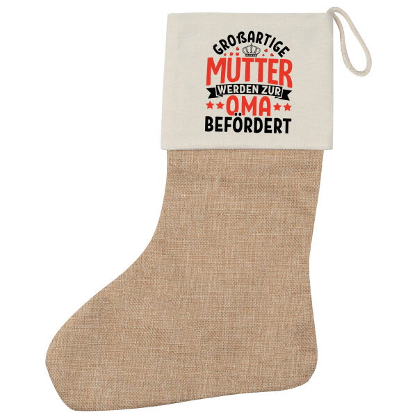 Weihnachtsstrumpf Großartige Mütter werden zur Oma befördert Beige Jute