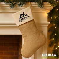 Weihnachtsstrumpf Mamasaurus Rex Dinosaurier Beige Jute