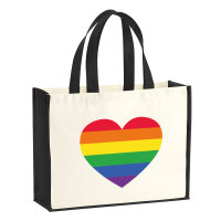 Jutetasche Regenbogenflagge LGBT+ Pride Flag 21 Liter Black