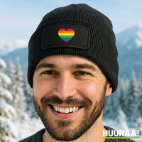 Beanie mit Patch Regenbogenflagge LGBT+ Pride Flag Black