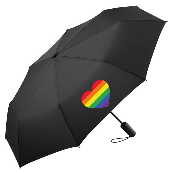 Regenschirm Regenbogenflagge LGBT+ Pride Flag 98cm Schwarz