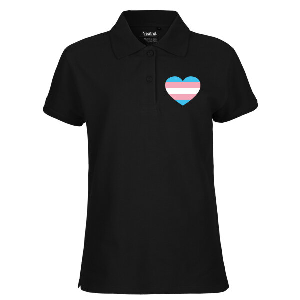 Damen Polo Shirt Trans Pride Flagge LGBTQ Herz