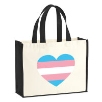 Jutetasche Trans Pride Flagge LGBTQ Herz 21 Liter Black