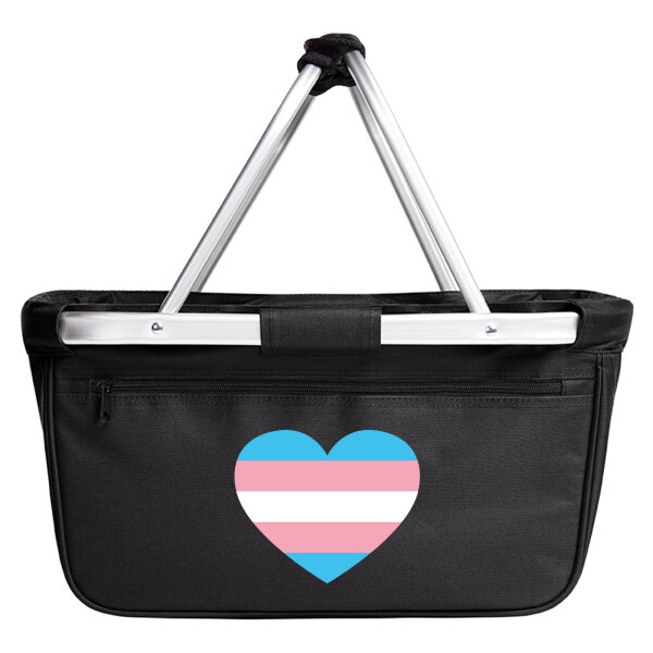 Einkaufskorb faltbar Trans Pride Flagge LGBTQ Herz 20 Liter Black