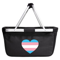 Einkaufskorb faltbar Trans Pride Flagge LGBTQ Herz 20 Liter Black