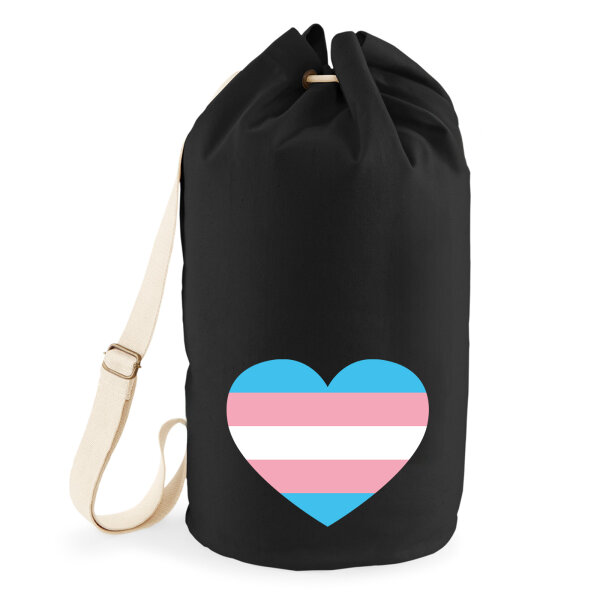 Seesack Trans Pride Flagge LGBTQ Herz 20 Liter Black
