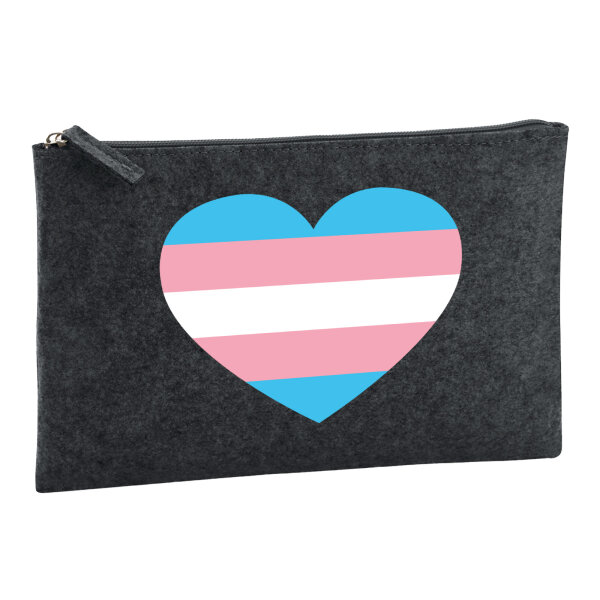 Kulturbeutel Trans Pride Flagge LGBTQ Herz 1 Liter Charcoal