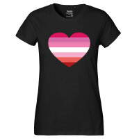 Damen T-Shirt Lesbische Pride Flagge LGBTQ Herz