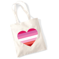 Jutebeutel Lesbische Pride Flagge LGBTQ Herz 10 Liter