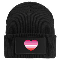 Beanie mit Patch Lesbische Pride Flagge LGBTQ Herz Black