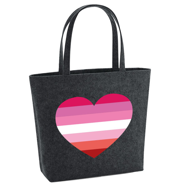 Filz Shopper Lesbische Pride Flagge LGBTQ Herz 22 Liter