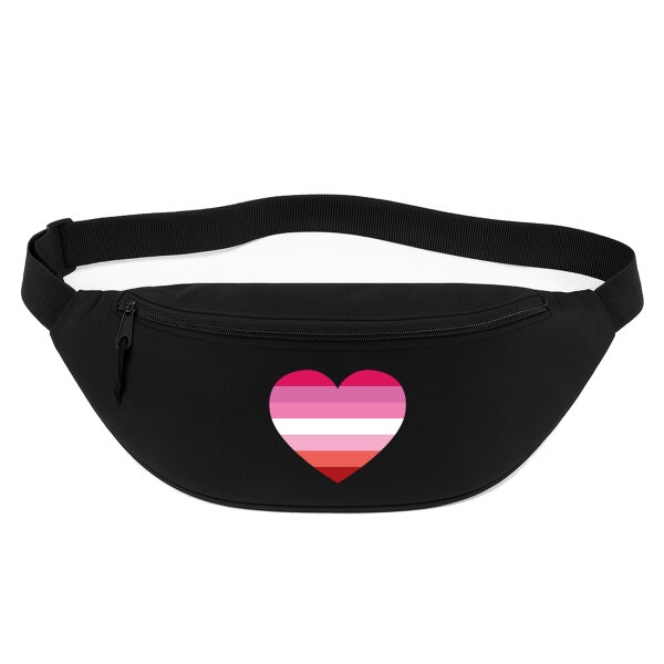 Bauchtasche Lesbische Pride Flagge LGBTQ Herz 2,5 Liter Black