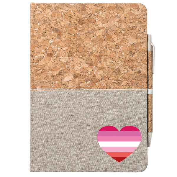 Notizbuch A5 Lesbische Pride Flagge LGBTQ Herz 80 Blatt inkl. Kugelschreiber