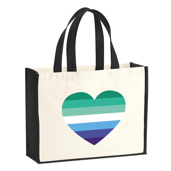 Jutetasche Schwule Pride Flagge LGBTQ Herz 21 Liter Black