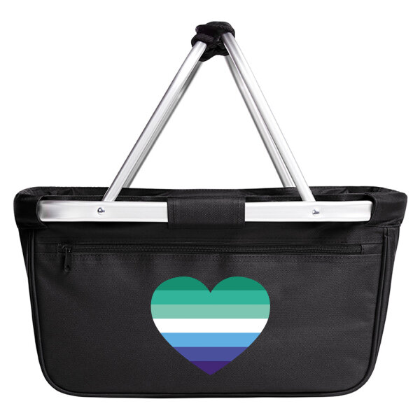 Einkaufskorb faltbar Schwule Pride Flagge LGBTQ Herz 20 Liter Black