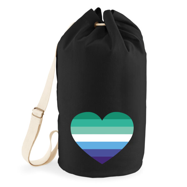Seesack Schwule Pride Flagge LGBTQ Herz 20 Liter Black