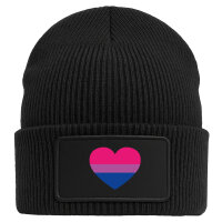 Beanie mit Patch Bi*sexuell Pride Flagge LGBTQ Herz Black