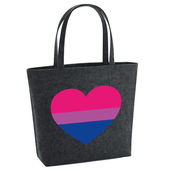 Filz Shopper Bi*sexuell Pride Flagge LGBTQ Herz 22 Liter