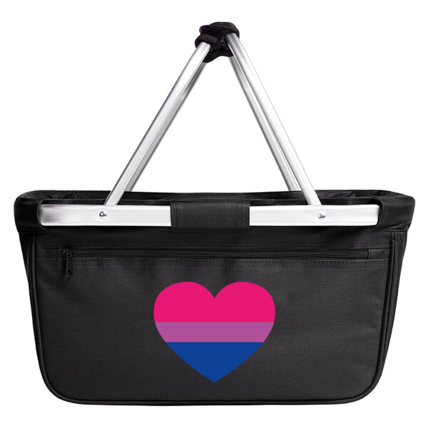 Einkaufskorb faltbar Bi*sexuell Pride Flagge LGBTQ Herz 20 Liter Black