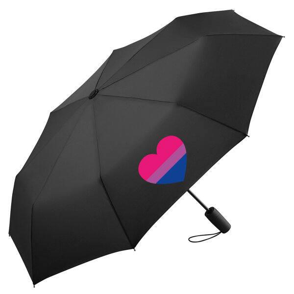 Regenschirm Bi*sexuell Pride Flagge LGBTQ Herz 98cm Schwarz
