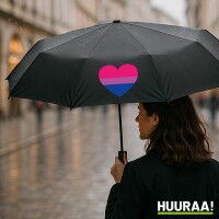 Regenschirm Bi*sexuell Pride Flagge LGBTQ Herz 98cm Schwarz
