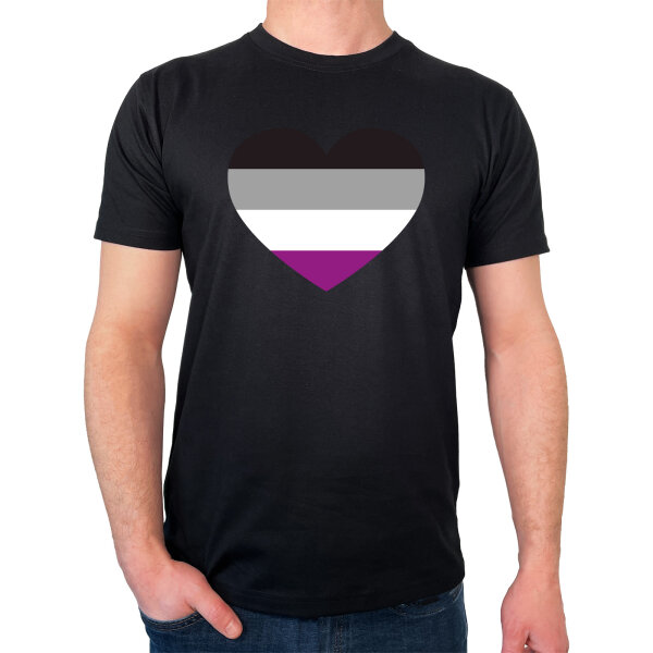 Herren T-Shirt Asexuelle Pride Flagge LGBTQ Herz