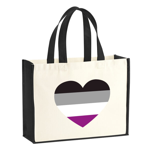 Jutetasche Asexuelle Pride Flagge LGBTQ Herz 21 Liter Black