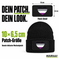 Beanie mit Patch Asexuelle Pride Flagge LGBTQ Herz Black