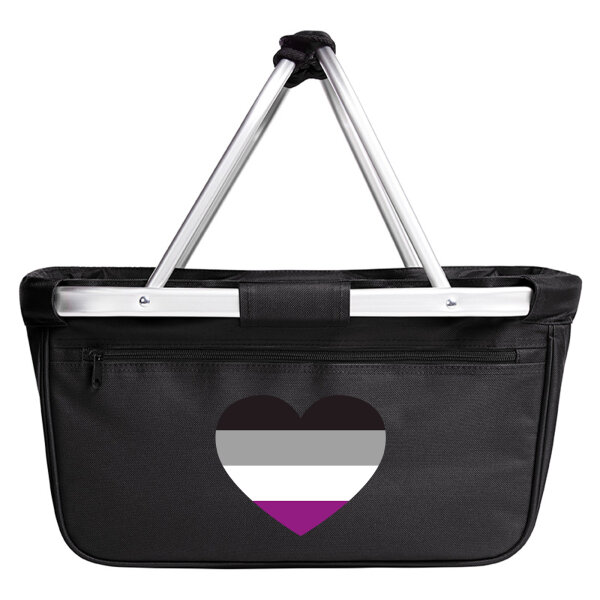 Einkaufskorb faltbar Asexuelle Pride Flagge LGBTQ Herz 20 Liter Black