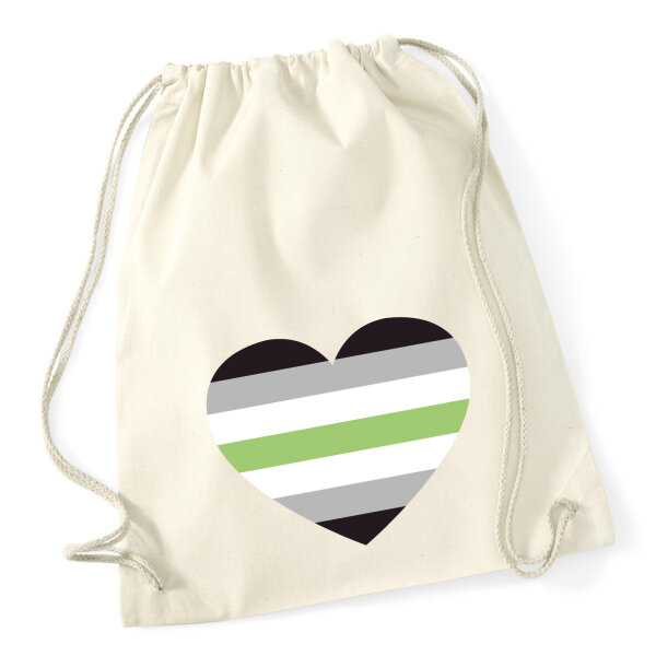 Turnbeutel Agender Pride Flagge LGBTQ Herz 12 Liter