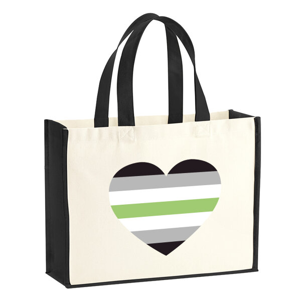 Jutetasche Agender Pride Flagge LGBTQ Herz 21 Liter Black