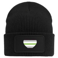 Beanie mit Patch Agender Pride Flagge LGBTQ Herz Black