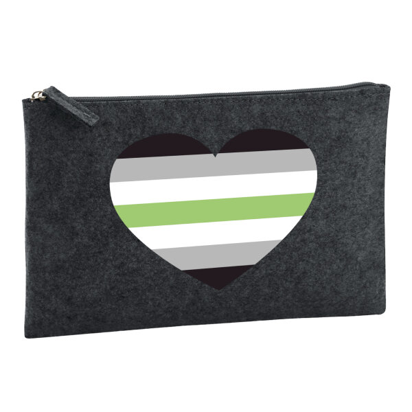 Kulturbeutel Agender Pride Flagge LGBTQ Herz 1 Liter Charcoal