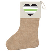Weihnachtsstrumpf Agender Pride Flagge LGBTQ Herz Beige Jute