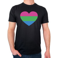 Herren T-Shirt Polysexuell Pride Flagge LGBTQ Herz