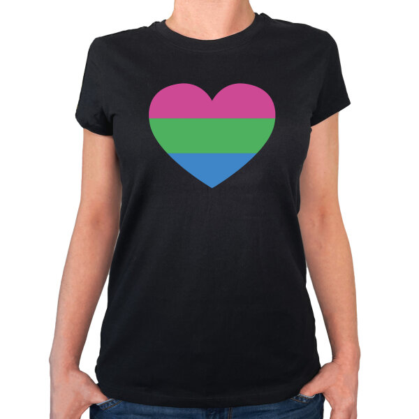 Damen T-Shirt Polysexuell Pride Flagge LGBTQ Herz