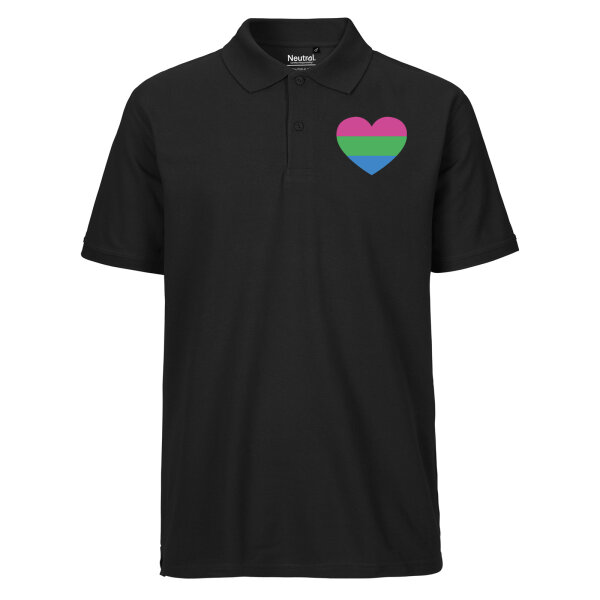 Herren Polo Shirt Polysexuell Pride Flagge LGBTQ Herz