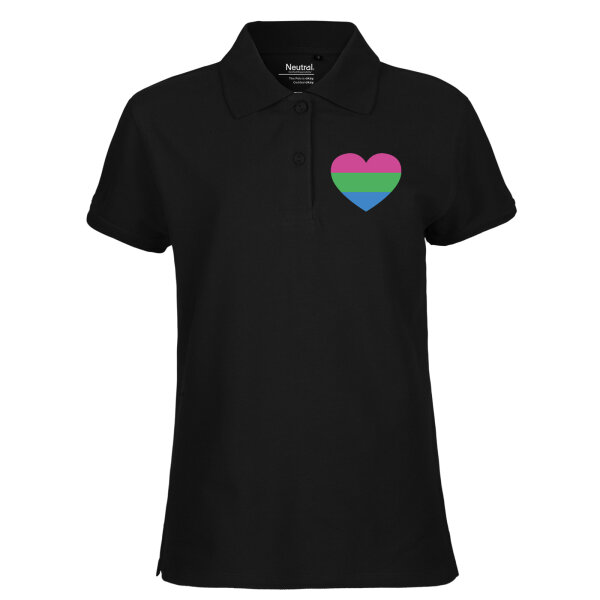 Damen Polo Shirt Polysexuell Pride Flagge LGBTQ Herz