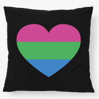Kissen Polysexuell Pride Flagge LGBTQ Herz 40x40cm
