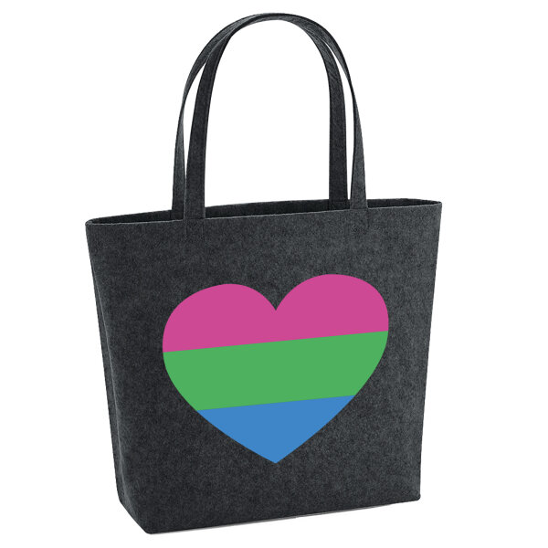 Filz Shopper Polysexuell Pride Flagge LGBTQ Herz 22 Liter