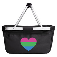 Einkaufskorb faltbar Polysexuell Pride Flagge LGBTQ Herz 20 Liter Black