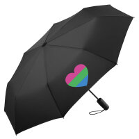 Regenschirm Polysexuell Pride Flagge LGBTQ Herz 98cm Schwarz