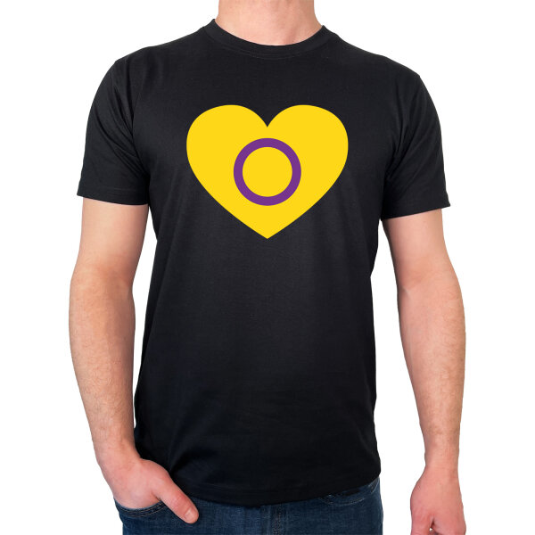 Herren T-Shirt Intersex Pride Flagge LGBTQ Herz