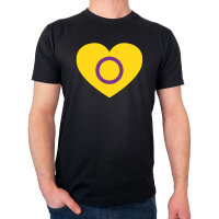Herren T-Shirt Intersex Pride Flagge LGBTQ Herz