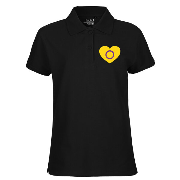Damen Polo Shirt Intersex Pride Flagge LGBTQ Herz