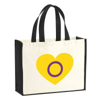 Jutetasche Intersex Pride Flagge LGBTQ Herz 21 Liter Black