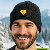 Beanie mit Patch Intersex Pride Flagge LGBTQ Herz Black