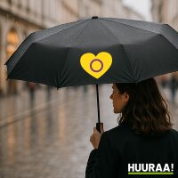 Regenschirm Intersex Pride Flagge LGBTQ Herz 98cm Schwarz